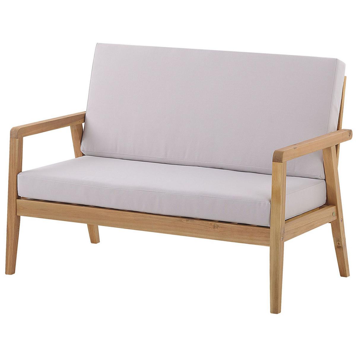 LOUNGE SET 4-Sitzer Hellbraun Auflagen grau Pallano - Hellbraun/Grau, Holz - Beliani
