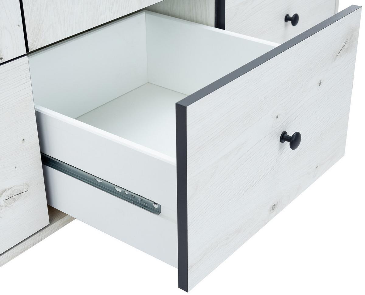 KLEIDERSCHRANK Lavea Landhausstil 130/191/51 cm White Oak - Schwarz/Weiß, Holzwerkstoff/Metall (130/191/51cm) - arthur berndt