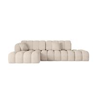 ECKSOFA mit Schlaffunktion Ottomane Links OLEA-L2 321x164x75 Beige Velours - Sandfarben/Schwarz, Holzwerkstoff/Kunststoff (321/164cm) - ALTDECOR