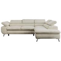 ECKSOFA PETER L Beige Velvet - Rechts Seite - Beige/Schwarz, Textil/Metall (273/208cm) - MKS