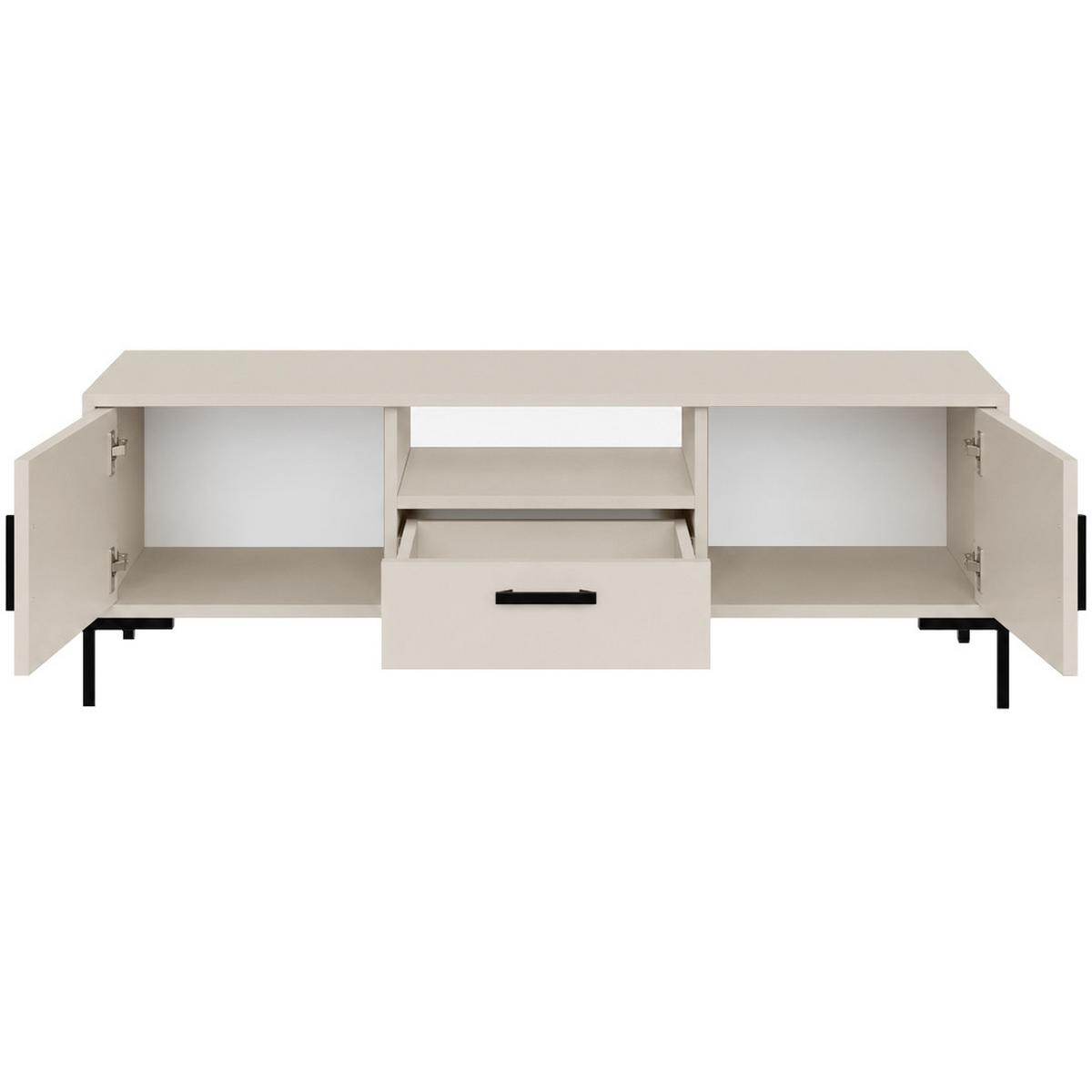LOWBOARD Selena mit 2 Türen und Schublade, Metallfüße, Selbstschließer, Kaschmir, 150 cm - Kaschmir/Schwarz, Holzwerkstoff/Metall (150/47/40cm) - Beautysofa
