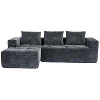 ECKSOFA chenille L-form mit getränkehaltern & 3 kissen - Grau, Textil (258/163cm) - Urban Meuble