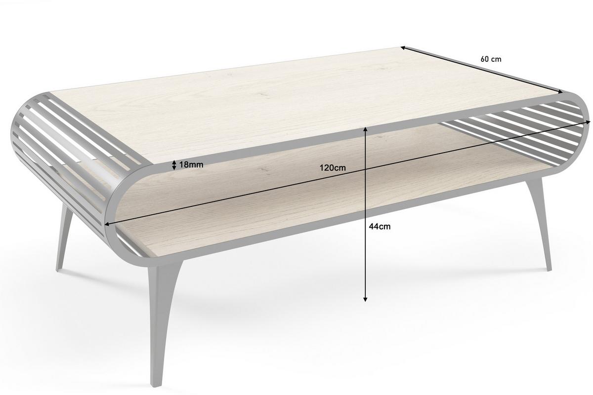 COUCHTISCH Stilo Halifax Eiche - Hellbraun/Schwarz, Holz/Metall (60/120/44cm) - S-Style Möbel