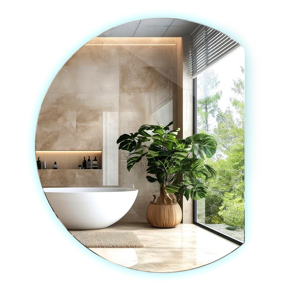 LED SPIEGEL 63 cm x 70 cm Unregelmäßiger Form Kaltweiß 6500K - Blaugrau, Glas (63/70/0.4cm) - TULUP