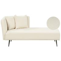 CHAISELONGUE Bouclé cremeweiß linksseitig Riom - Schwarz/Weiß, Textil (156/75/77cm) - Beliani
