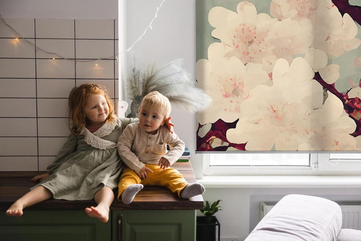 INNENROLLO - Fensterrollo - Rollo - 150x140 cm - Kirschblüte - Pink, Kunststoff (150/140/0.5cm) - TULUP