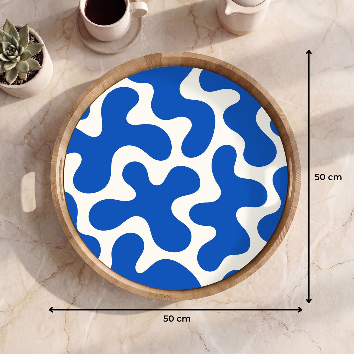 TABLETT Formen - Abstrakt - Blau - Wellen 50x50 cm - Blau, Holz (50/5/5cm) - OnlyWow