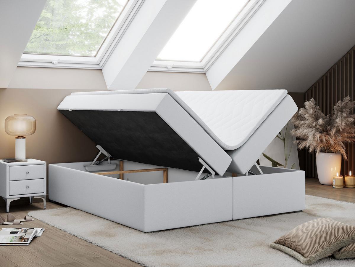 BOXBETT BESS 120/200 Weiß Kunstleder - H4 - Weiß, Holz/Textil (120/200cm) - MKS