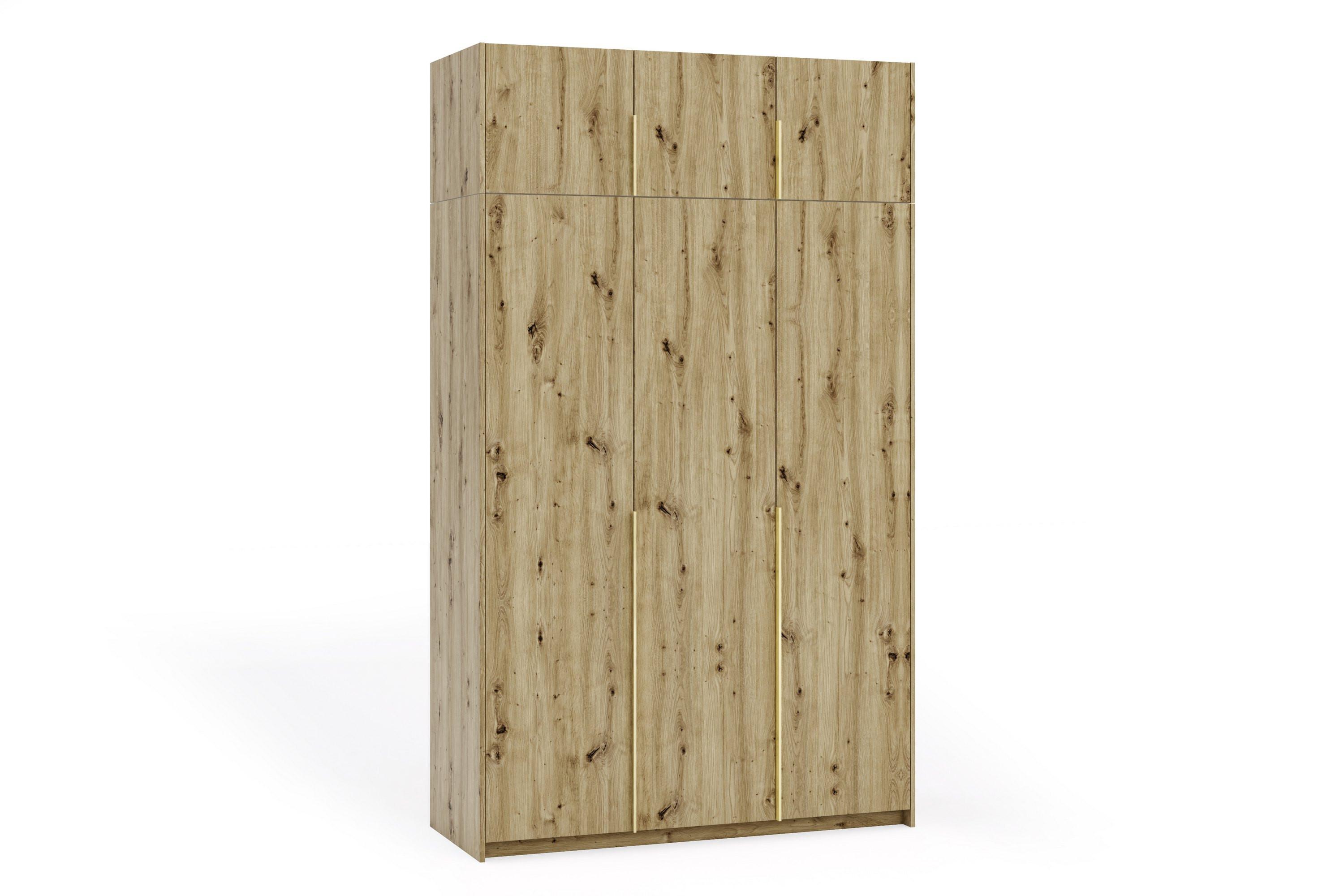 DREHTÜRENSCHRANK AMARA 148/250/58cm 3-türig Eiche Artisan - Goldfarben/Eiche Artisan, Holzwerkstoff (148/250/58cm) - MASSENO