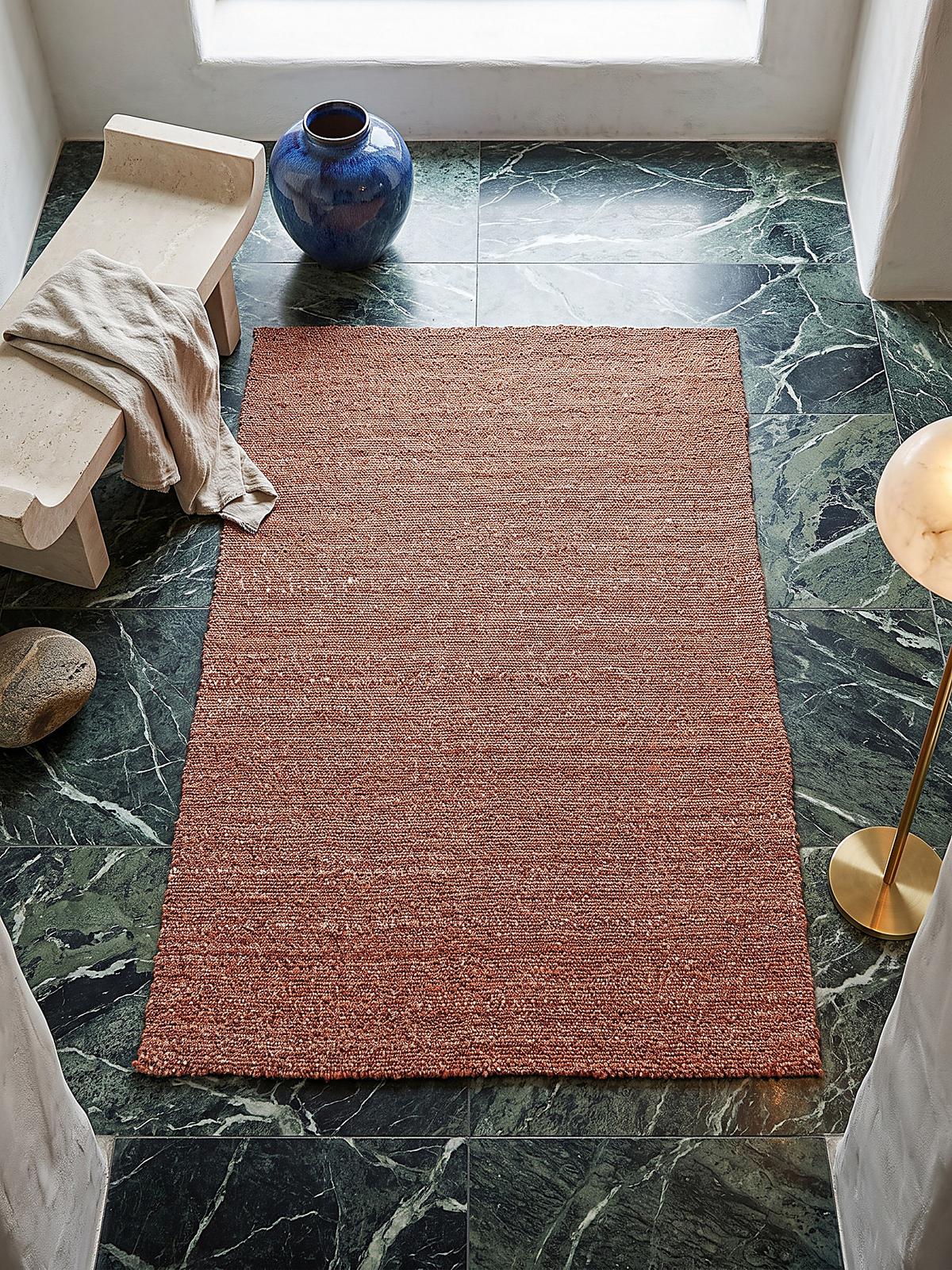 KURZFLORTEPPICH handgewebt GLAVEN, Bouclé-Struktur, Terrakotta, 200 x 290 cm - Orange, Textil (200/290cm) - KADIMA DESIGN