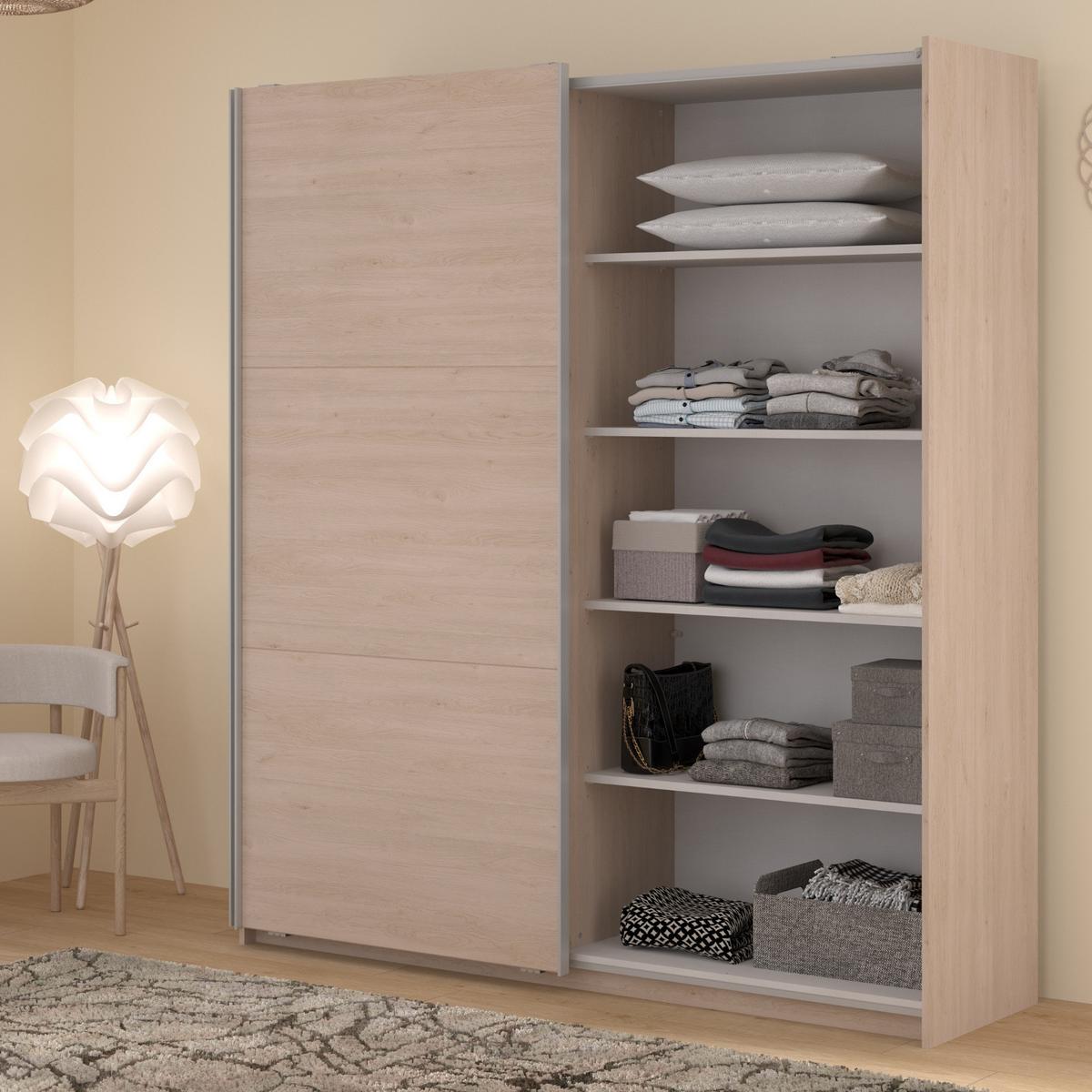 KLEIDERSCHRANK Eiche Jackson 178 cm, Schwebetürenschrank 2-türig mit Spiegel und Soft-Close - Eichefarben, Glas/Holzwerkstoff (178/203/59cm) - Parisot Meuble