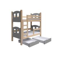 ETAGENBETT LEONE mit Bettkasten 80x180 cm Kieferfarben - Kieferfarben/Grau, Holz (80/180cm) - MASSENO