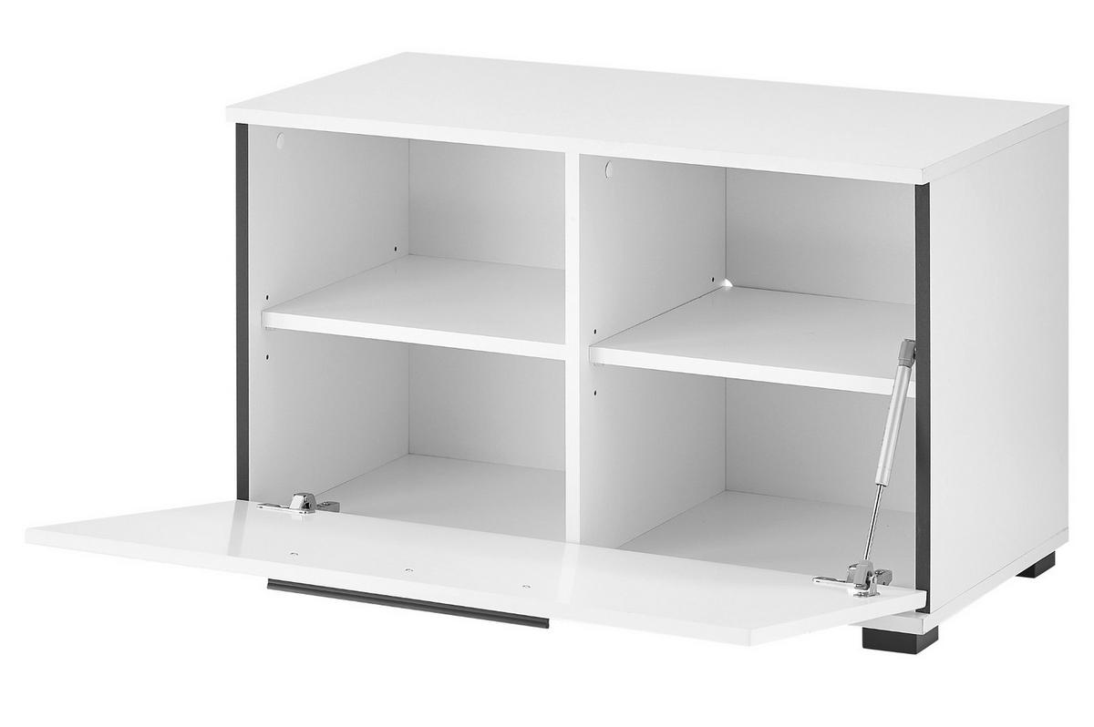 GARDEROBENBANK weiß Hochglanz 80 cm, Sitzbank mit Stauraum - Weiß Hochglanz/Schwarz, Holzwerkstoff/Kunststoff (80/50/40cm) - Furn.Design