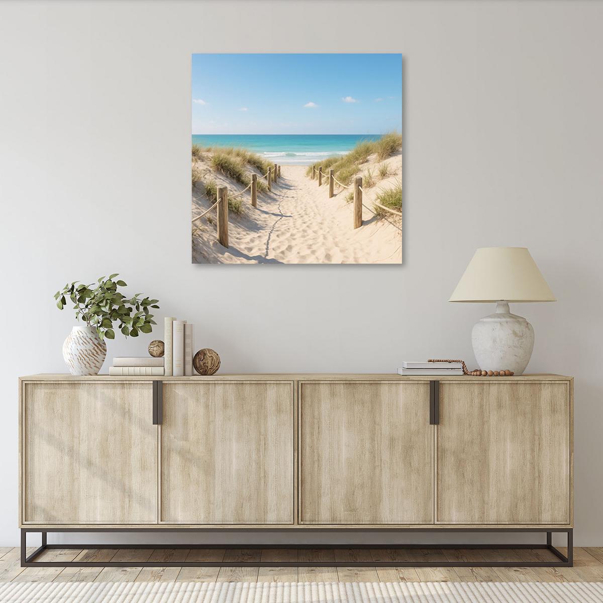 LEINWANDBILD Meer Strand Landschaft 60x60cm - Grau, Textil (60/60cm) - Feeby