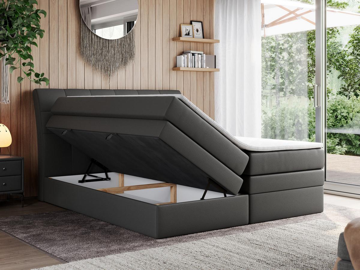 BOXSPRINGBETT GOLD-10 KING 160/200 Dunkelgrau Kunstleder - H3 - Dunkelgrau, Holz/Textil (160/200cm) - MKS