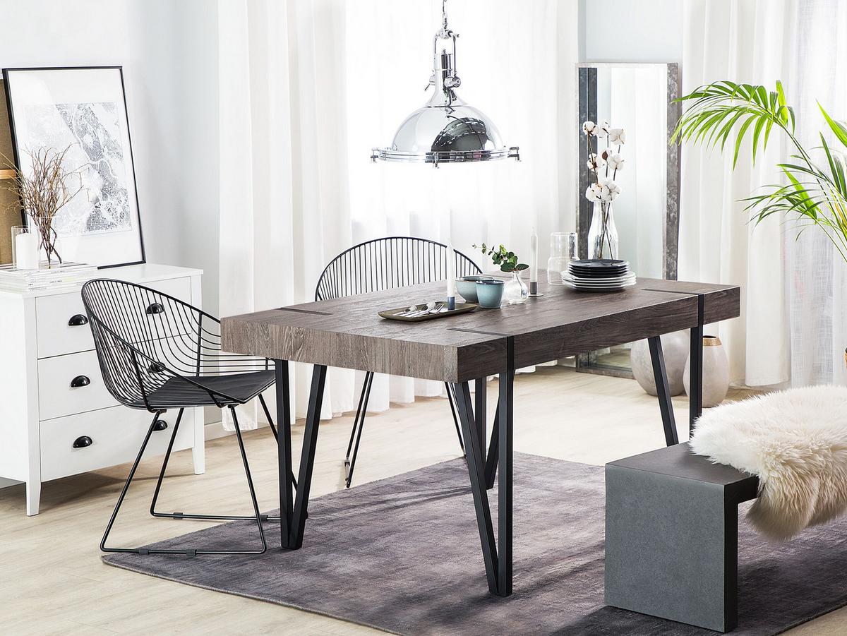 ESSTISCH 180/90/75 cm Dunkelbraun, Schwarz Rechteckig Adena - Dunkelbraun, Holzwerkstoff (180/90/75cm) - Beliani