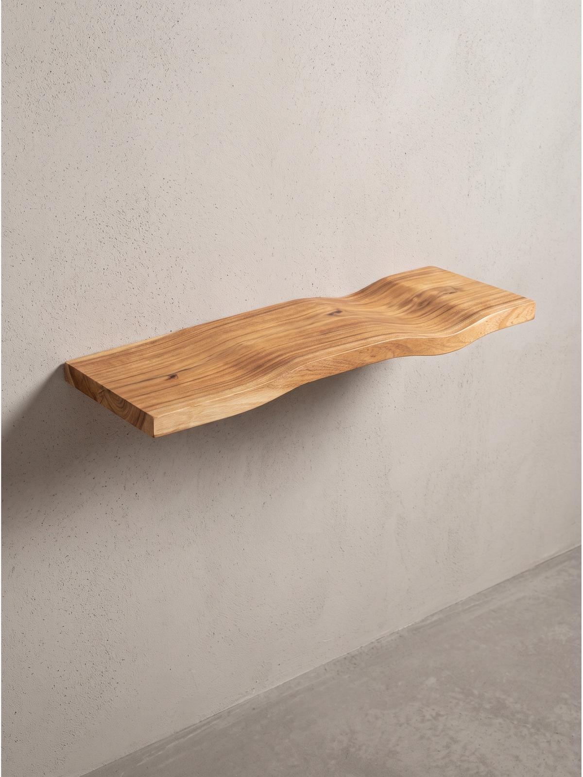 WANDREGAL LEVANTO, Akazie Massivholz, handgefertigt, 60 x 20 x 2,5 cm - Akaziefarben, Holz (60/2.5/20cm) - KADIMA DESIGN