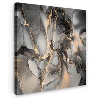 LEINWANDBILD Grau - Luxus - Gold - Marmor Wandbild Wohnzimmer 50x50 cm - Dunkelgrau, Textil (50/50cm) - MuchoWow