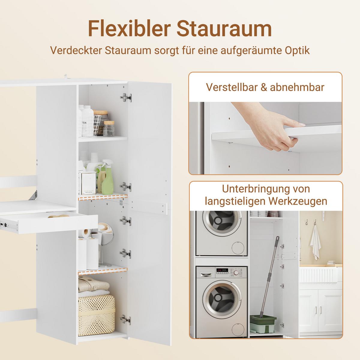 HOCHSCHRANK mit Aufbewahrungsfächern BZR231-W - Weiß, Holzwerkstoff (110/186/66cm) - SoBuy