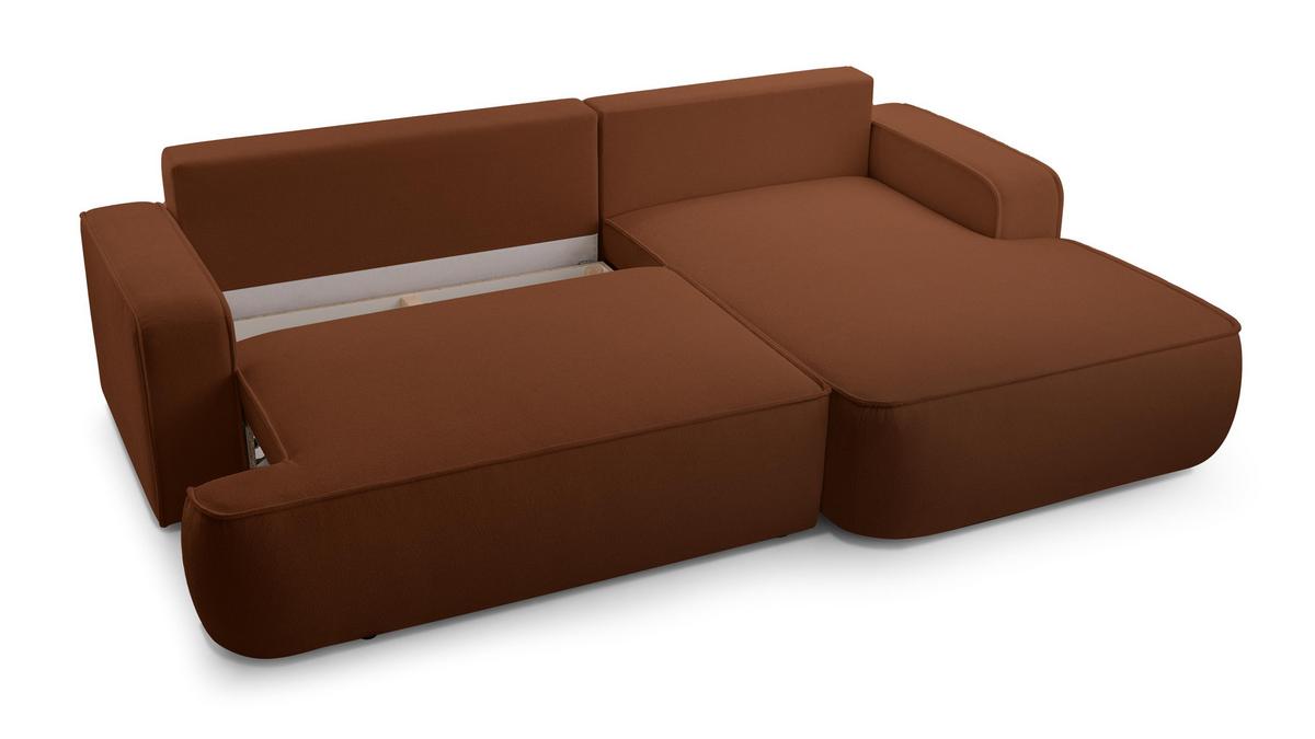 ECKSOFA L Form Ablia Ziegelrot 267/168/87 cm mit Schlaffunktion R - Dunkelorange/Schwarz, Kunststoff/Textil (267/168cm) - AX Living