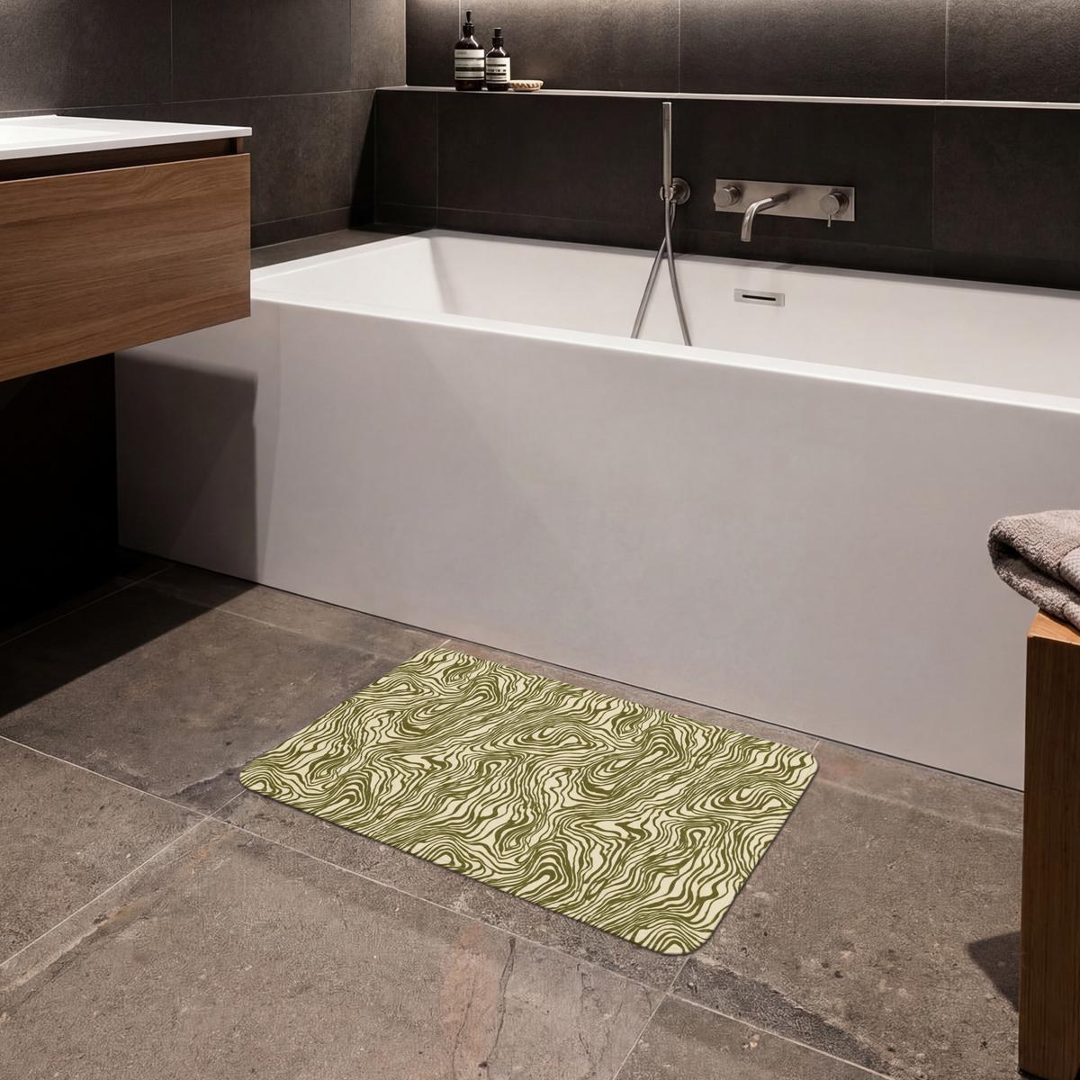 BADEMATTE Abstrakt - Marmor - Grün 60x40 cm - Dunkelgrün, Textil (60/40cm) - OnlyWow