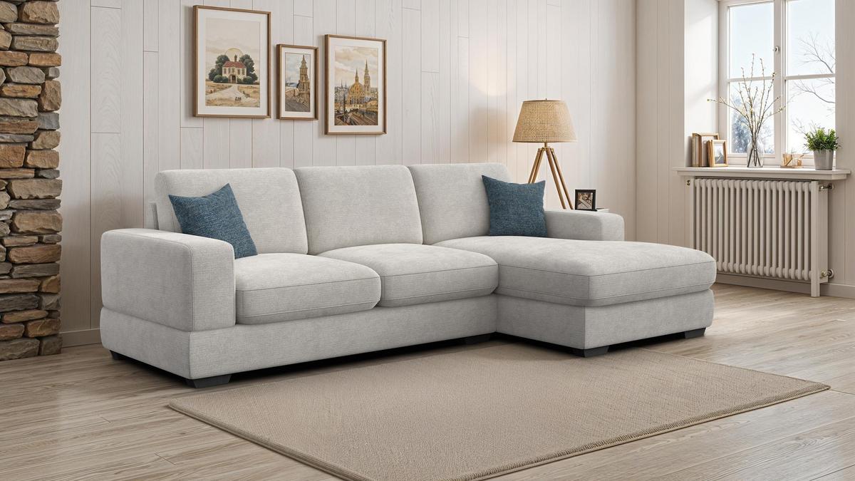 ECKSOFA OTTO 4-Sitzer, creme - Creme/Schwarz, Holz/Textil (279/159cm) - Wozimo