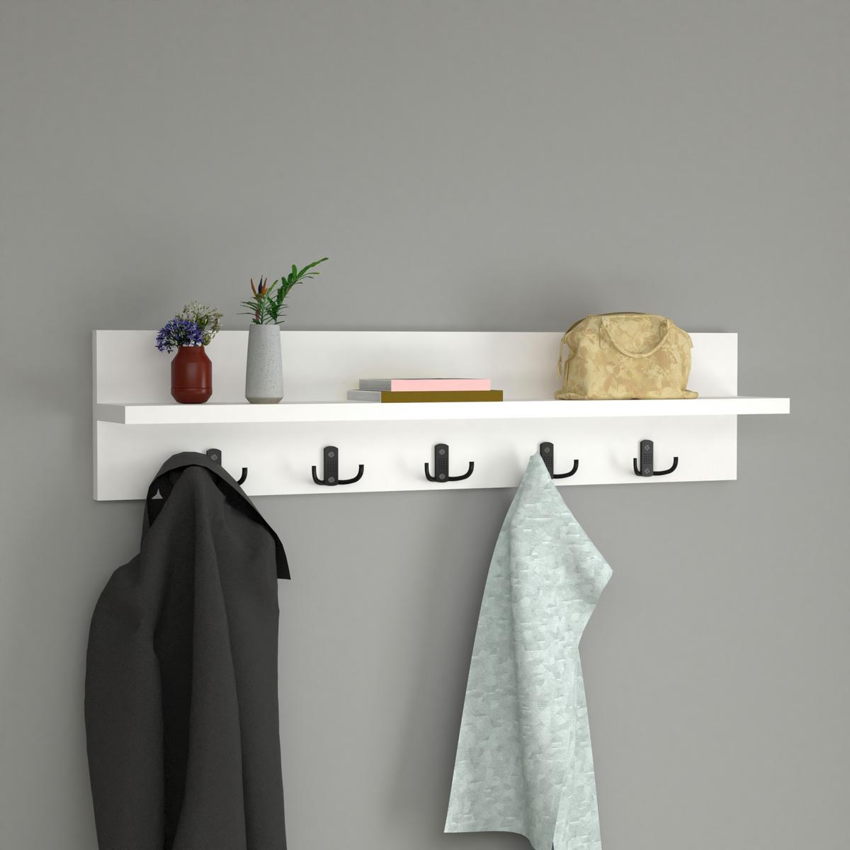 WANDGARDEROBE Hammarö - Weiß, Holzwerkstoff (80/18/13cm) - [en.casa]