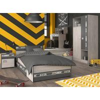 KINDERZIMMER Set 4-tlg Kleiderschrank Schreibtisch Stauraumbett 90x200 - Chromfarben/Eschefarben, Holz/Holzwerkstoff (207/182/99cm) - Parisot Meuble