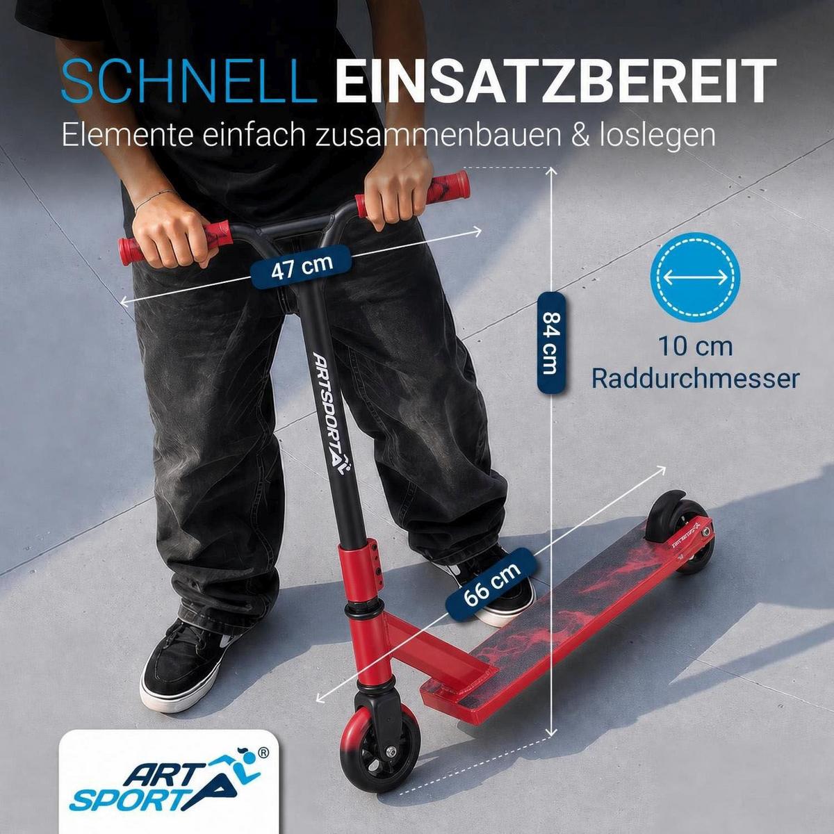 STUNTSCOOTER Red Smoke - Rot, Metall (66/47/84cm) - Artsport