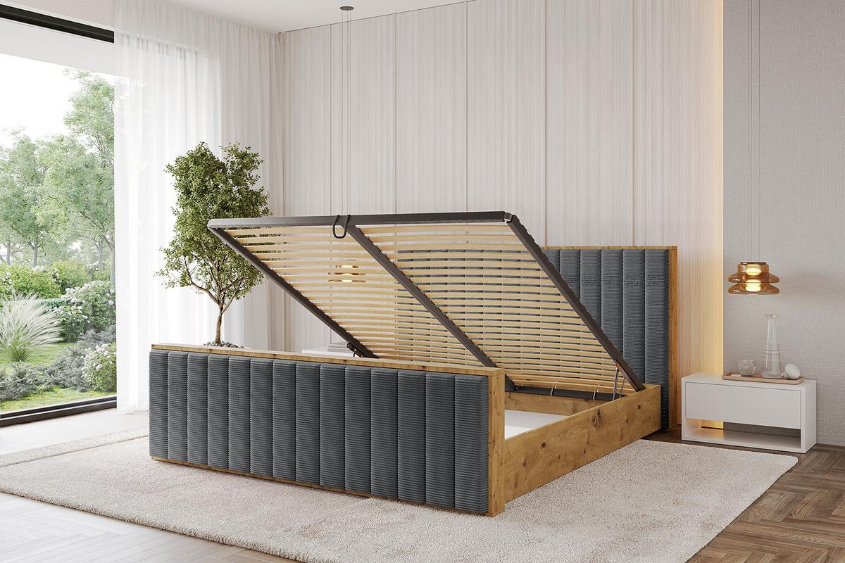 POLSTERBETT mit Bettkasten, Fußteil und Lattenrost, Boxbett mit Matratze H3/H4 - ENZO4-Z 180x200 Dunkelgrau - Anthrazit, Holzwerkstoff/Textil (180/200cm) - ALTDECOR