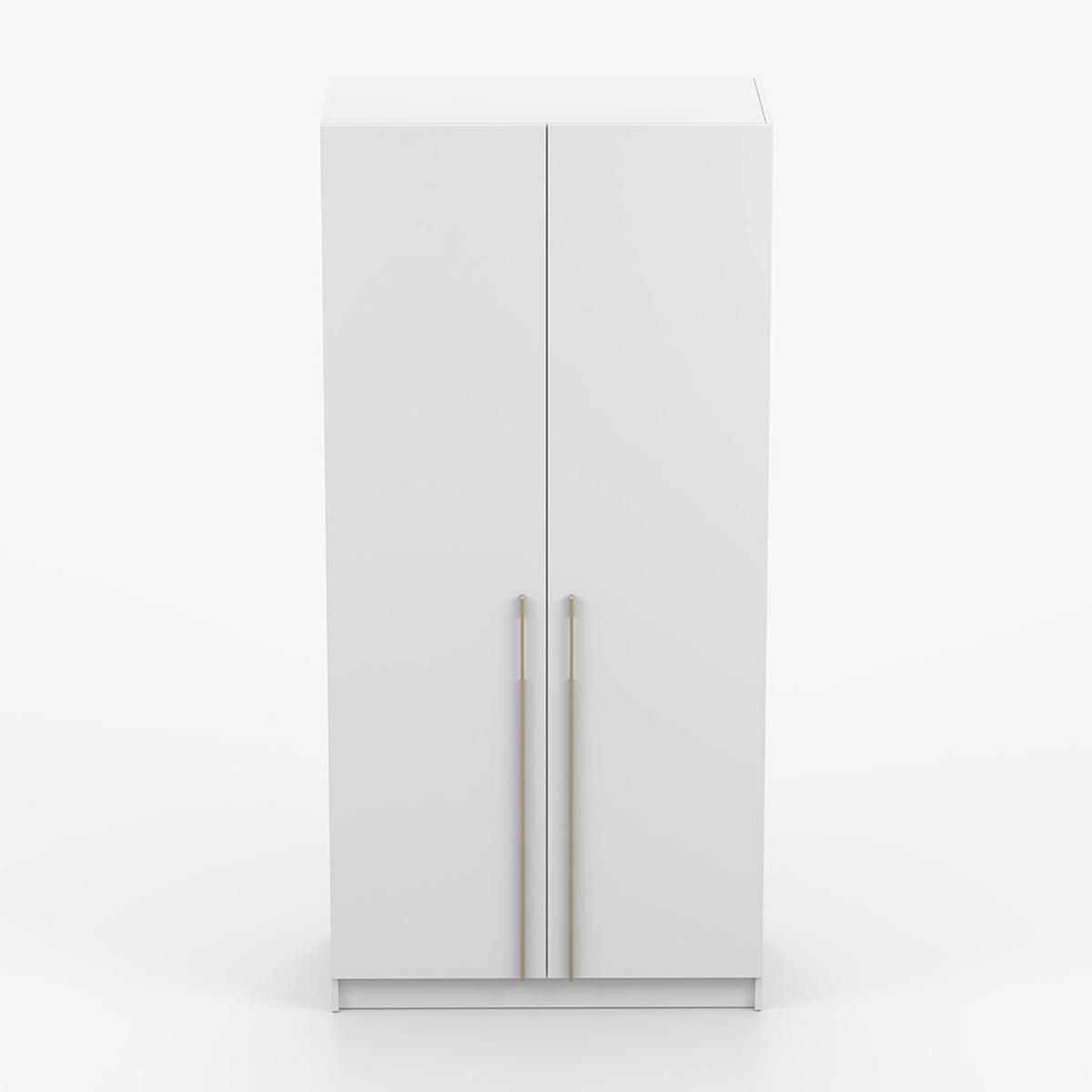 DREHTÜRENSCHRANK ROSA II 2D 100/210/55, 2-türig, weiß - Goldfarben/Weiß, Holzwerkstoff (100/210/55cm) - imoebel24