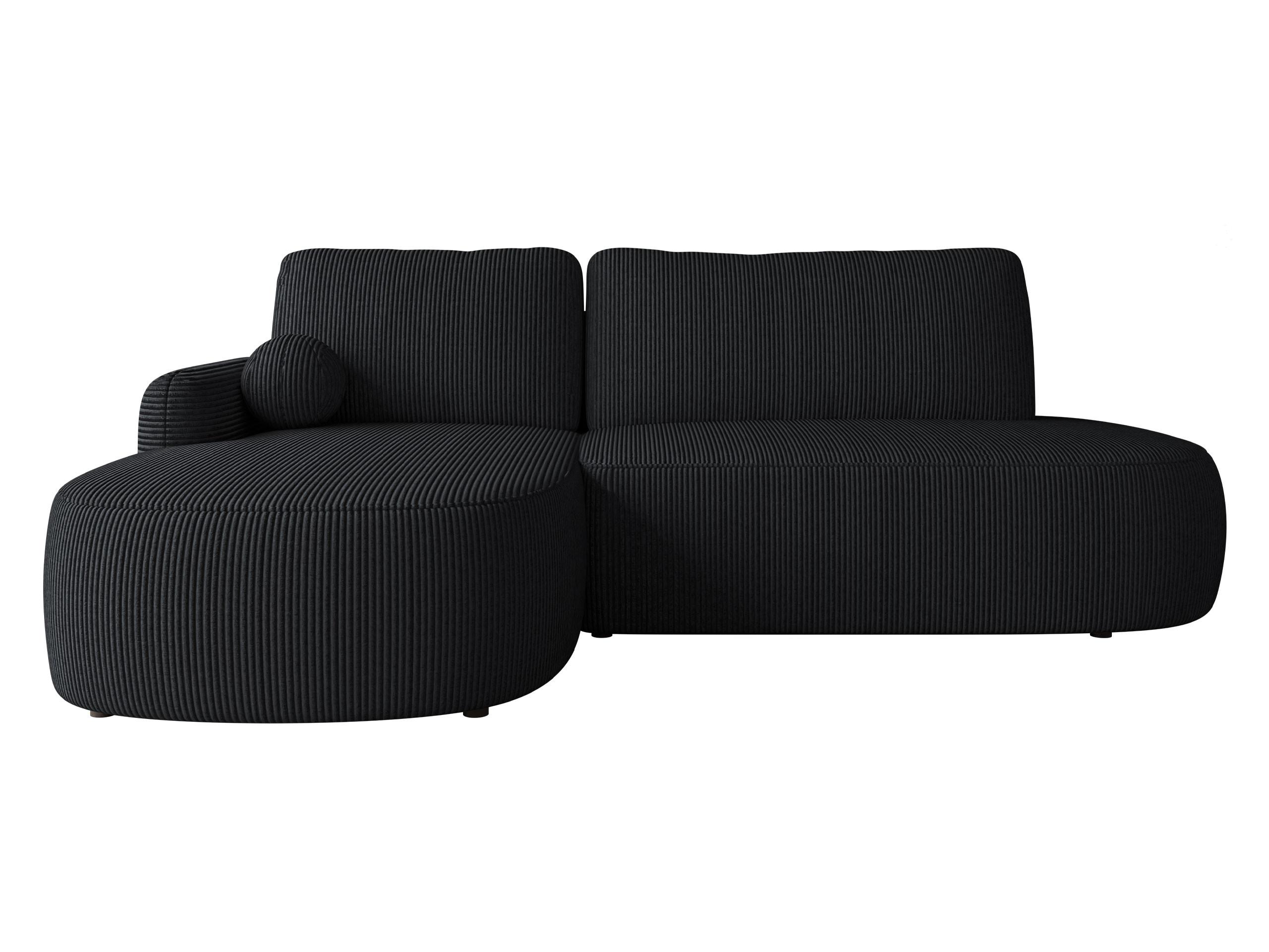 ECKSOFA Loridu O Cord, Seite: Links - Schwarz, Holz/Kunststoff (274/174cm) - MIRJAN24