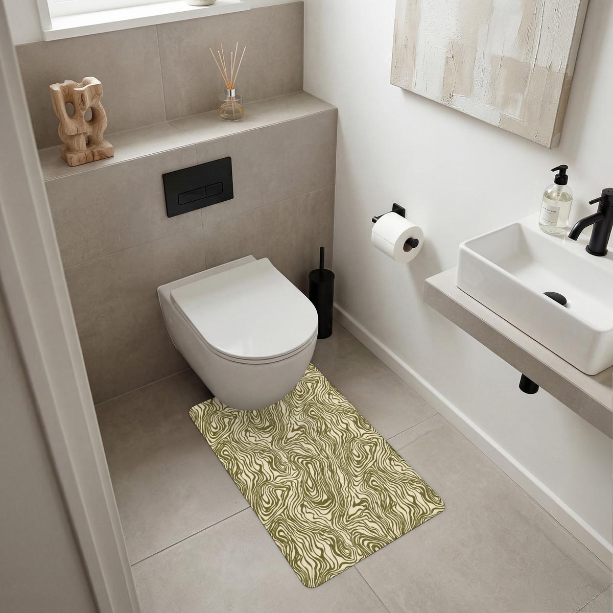 WC-VORLEGER Abstrakt - Marmor - Grün WC Teppich 50x80 cm - Dunkelgrün, Textil (50/1cm) - OnlyWow