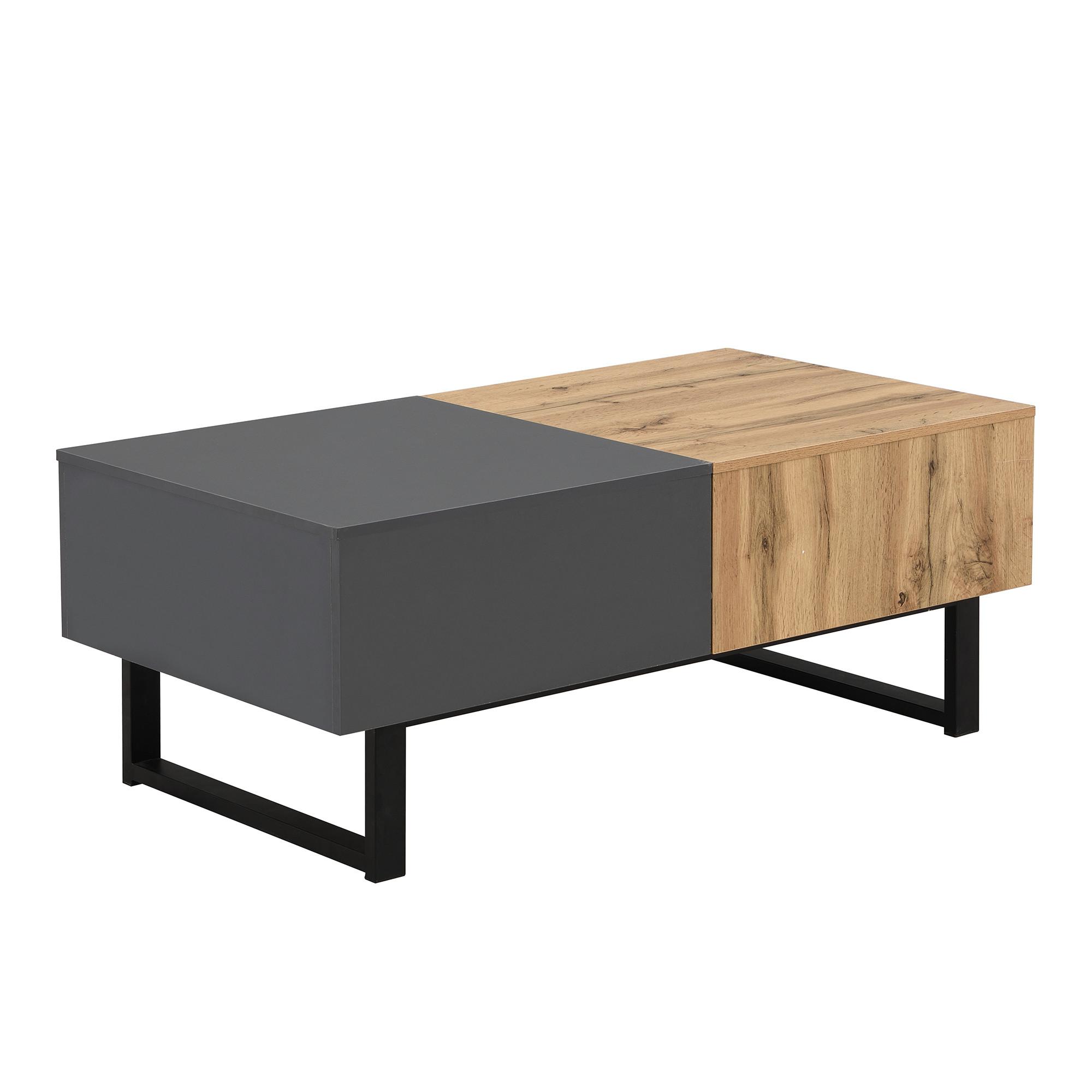 COUCHTISCH ausziehbar in Holz & Anthrazit - Dunkelbraun, Holzwerkstoff (55/100/40cm) - Urban Meuble