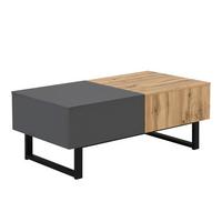 COUCHTISCH ausziehbar in Holz & Anthrazit - Dunkelbraun, Holzwerkstoff (55/100/40cm) - Urban Meuble