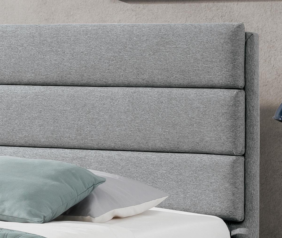 BOXBETT Sequoio 140/200 cm in Grau – mit Matratze und Topper - Schwarz/Grau, Holz/Holzwerkstoff (140/200cm) - AX Living