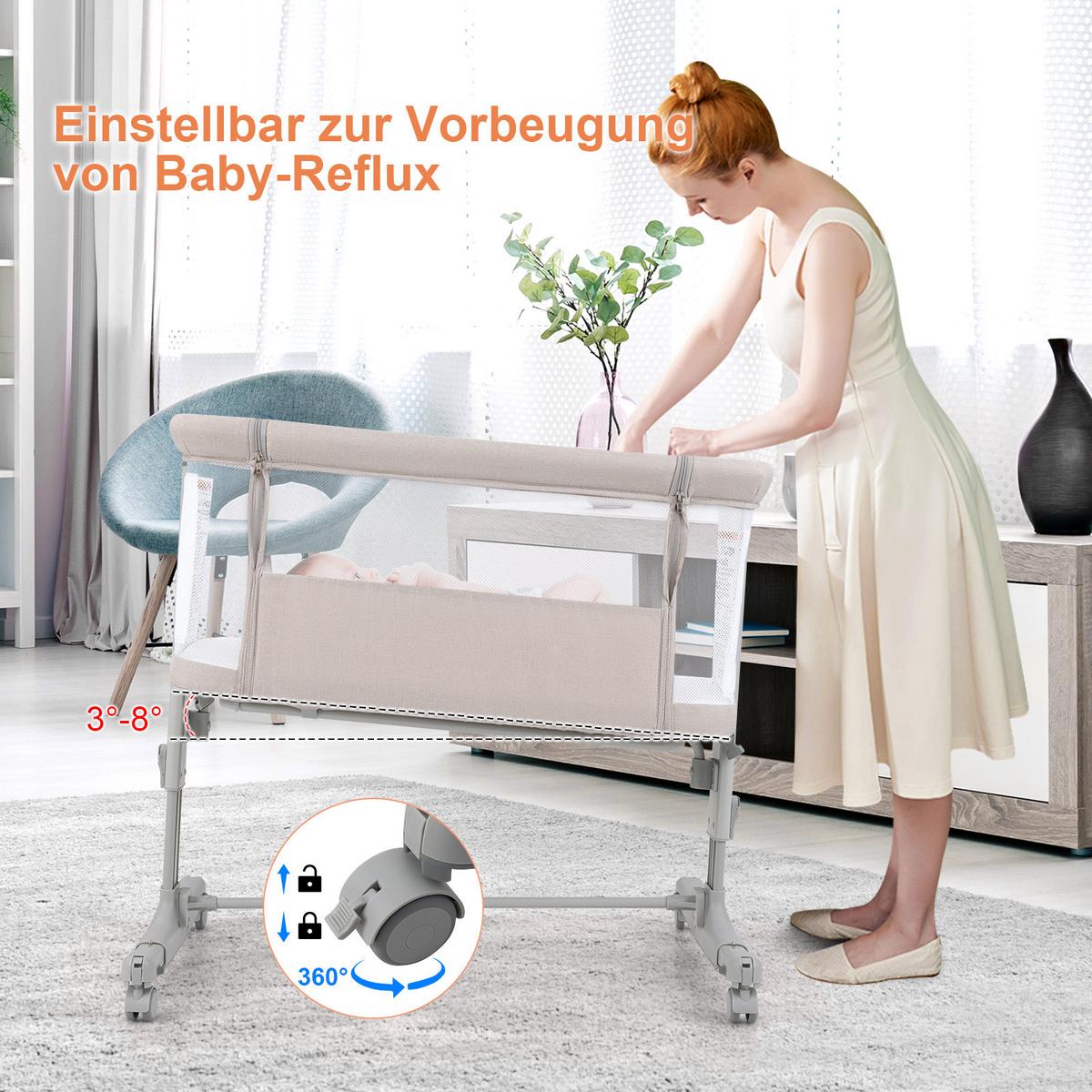 BEISTELLBETT Beige - Beige, Textil - COSTWAY