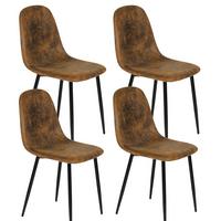 ESSZIMMERSTUHL 4er-Set Lederoptik & Metallbeine - Schwarz/Braun, Holzwerkstoff/Textil (40/86/54cm) - Urban Meuble