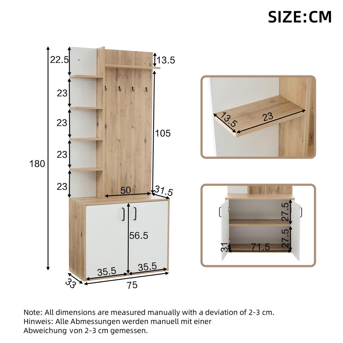 COAT TREE Flur Ausstattung mit Kleiderhaken - Buchefarben, Holzwerkstoff (75/180/33cm) - Urban Meuble