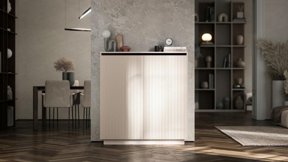 HIGHBOARD Selene 2D Kaschmir Matt 111 cm Glamour - Kaschmir, Holzwerkstoff (110.8/118/35cm) - Meble Lindner