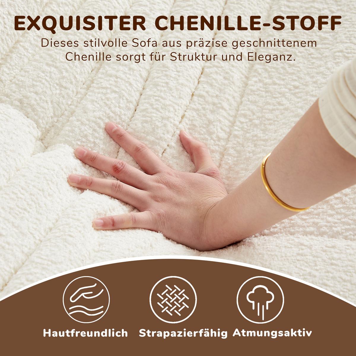 SITZSACK 2-Sitzer Ergonomischer aus Chenille & Memory-Schaum, Montagefrei - Beige, Textil (127/83/99cm) - Urban Meuble