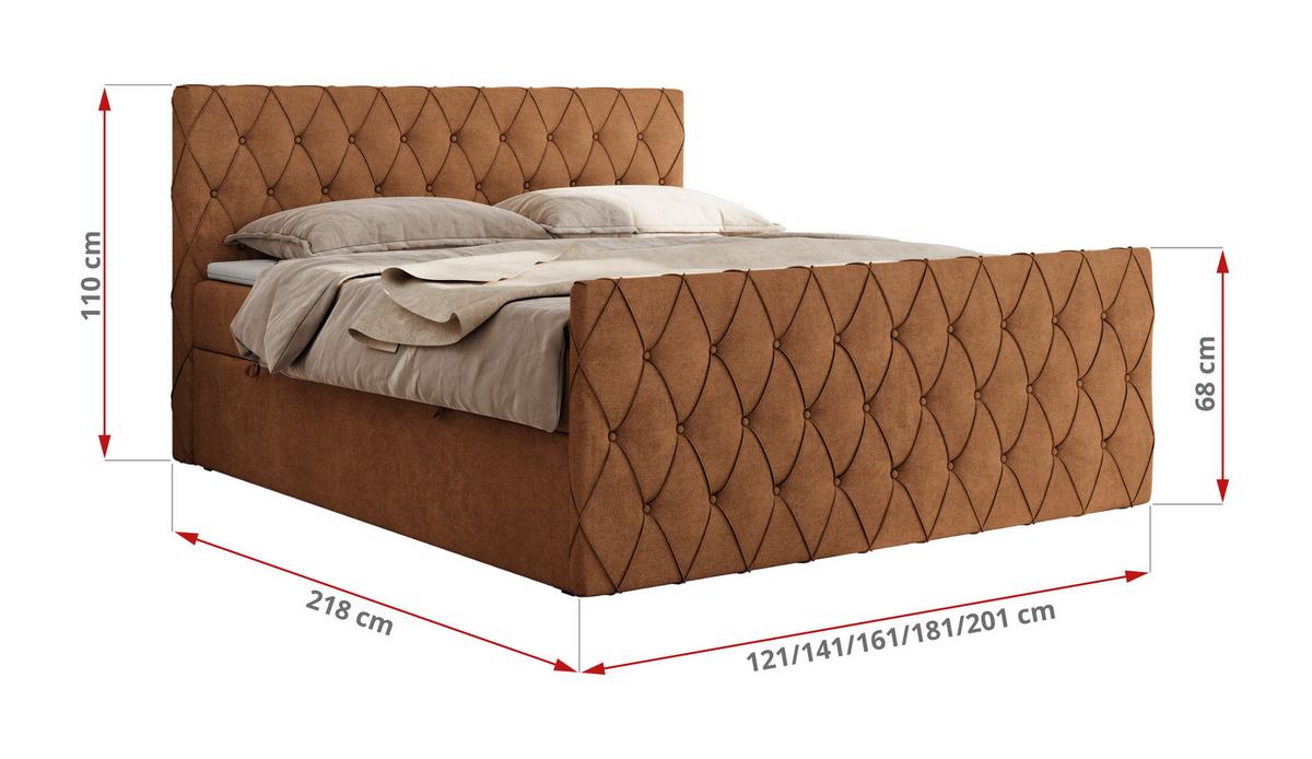 BOXBETT MIREN DUO 120/200 - Orange Strukture - H4 - Orange, Holz/Textil (120/200cm) - MKS