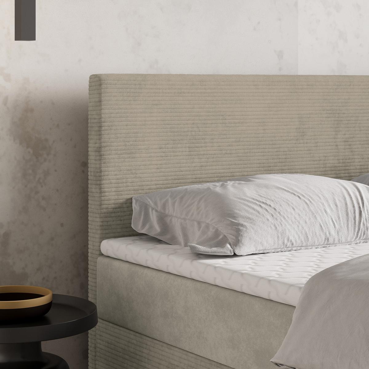 BOXBETT TORREL 180x200 cm mit Matratze und Topper - Beige - Beige, Holz (180/200cm) - MASSENO