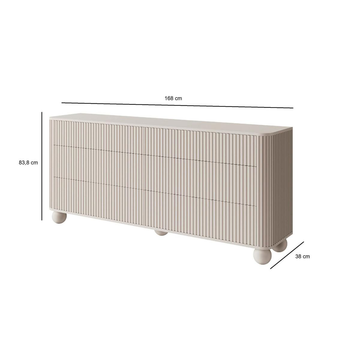 KOMMODE Arvello Greige 168 cm - Taupe, Holz/Holzwerkstoff (168/83.8/38cm) - Selsey
