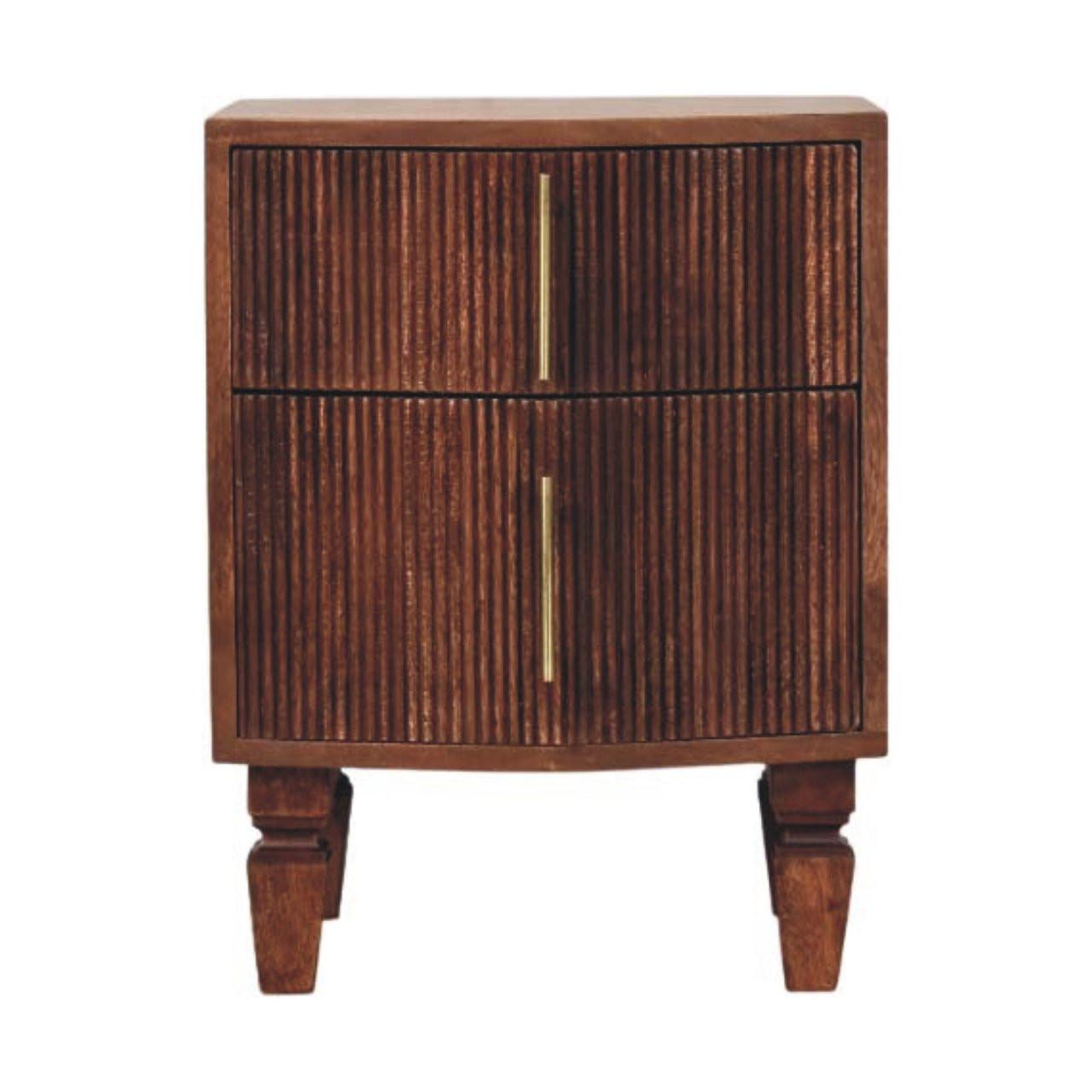 NACHTTISCH mit Amber-Eichen-Finish, 2 Schubladen, T-Bar-Griffe, geröstetes Braun - Braun, Holz (42/55/40cm) - Artisan Furniture