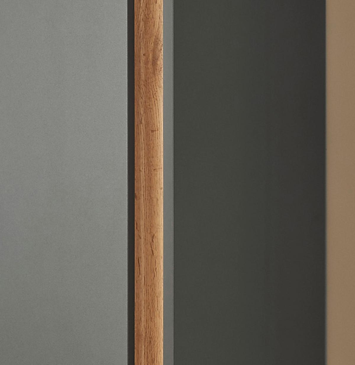 SCHUHSCHRANK grau matt, Eiche Wotan 50x200 cm, Graderobenschrank 10 Fächer - Eiche Wotan/Schwarz, Holzwerkstoff/Kunststoff (50/200/40cm) - Furn.Design
