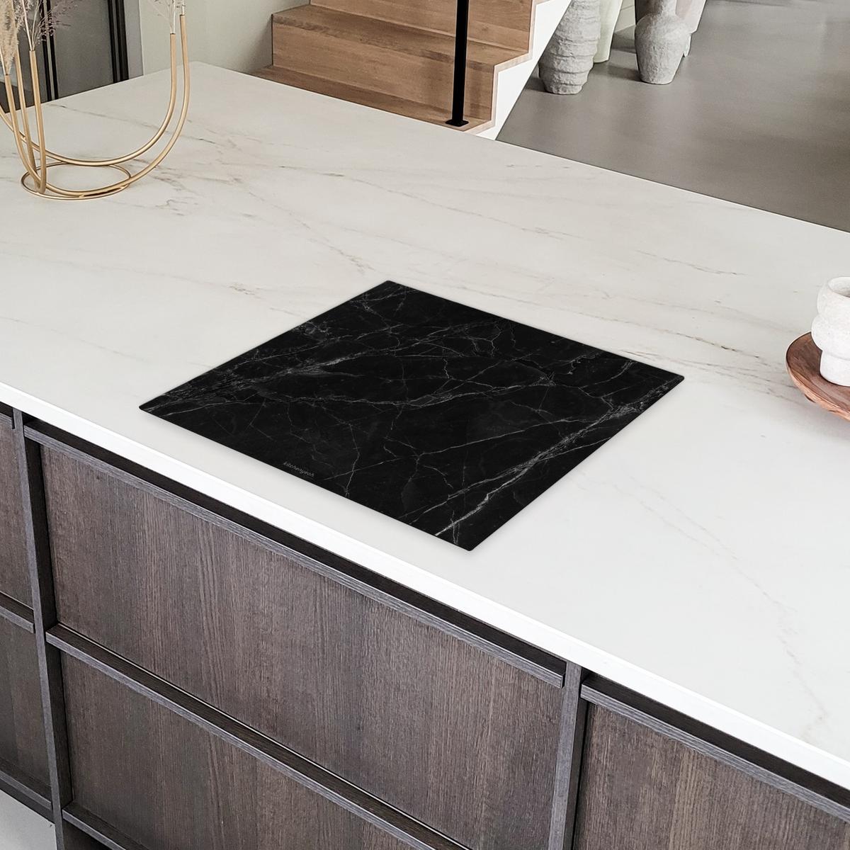 HERDABDECKPLATTE Schwarz - Marmor Abdeckung Ceranfeld 58.3x51.3 cm - Schwarz, Kunststoff (58.3/51.3/0.2cm) - MuchoWow