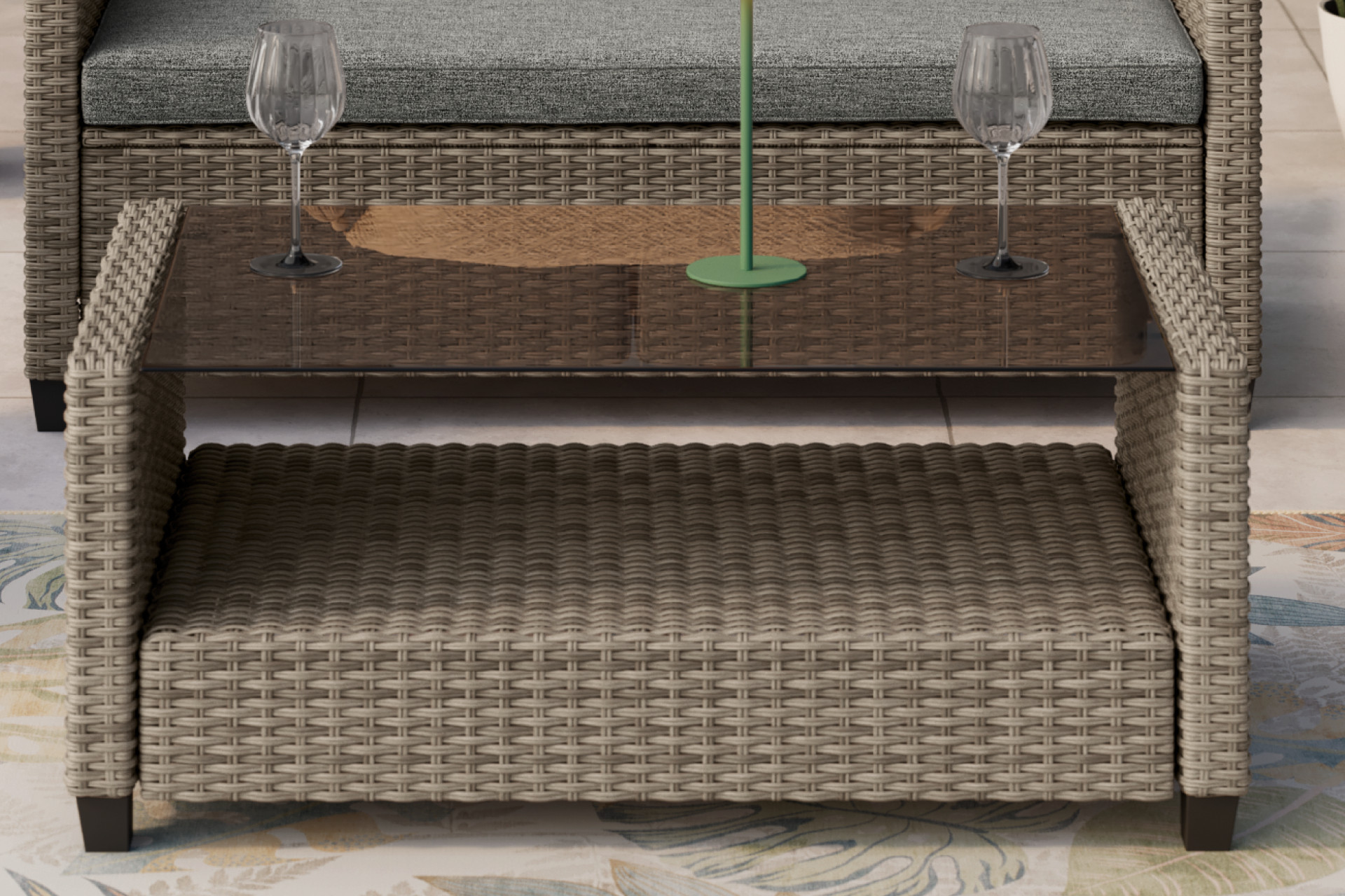 Tisch zu Gartenset Glasplatte Schwarz