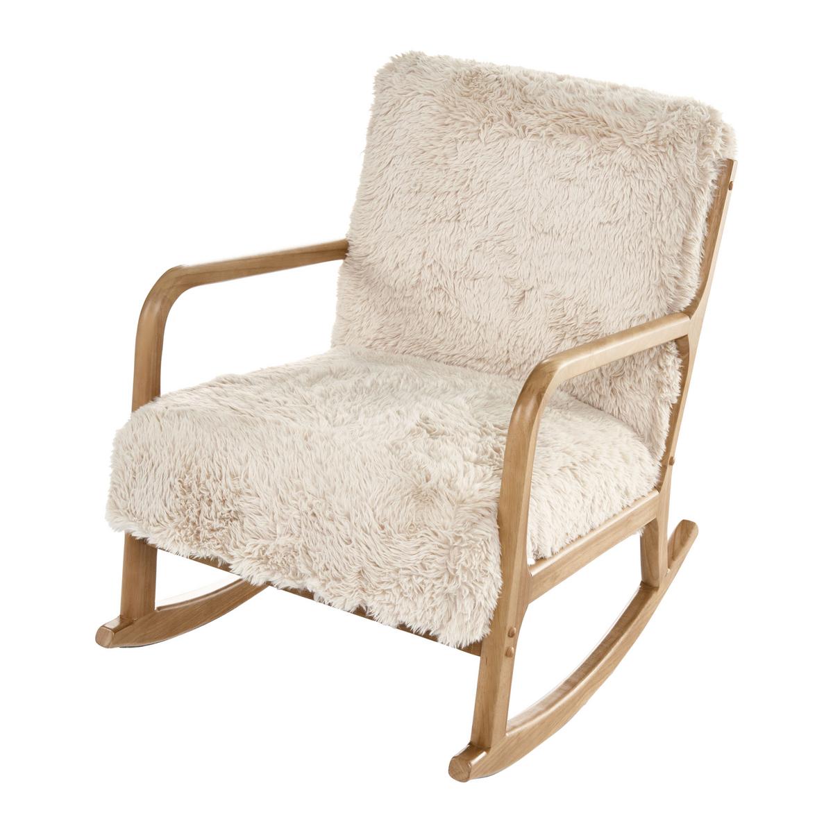SCHAUKELSESSEL Webpelz Hellbeige Skovde - Beige/Braun, Textil (66/82/79cm) - Beliani