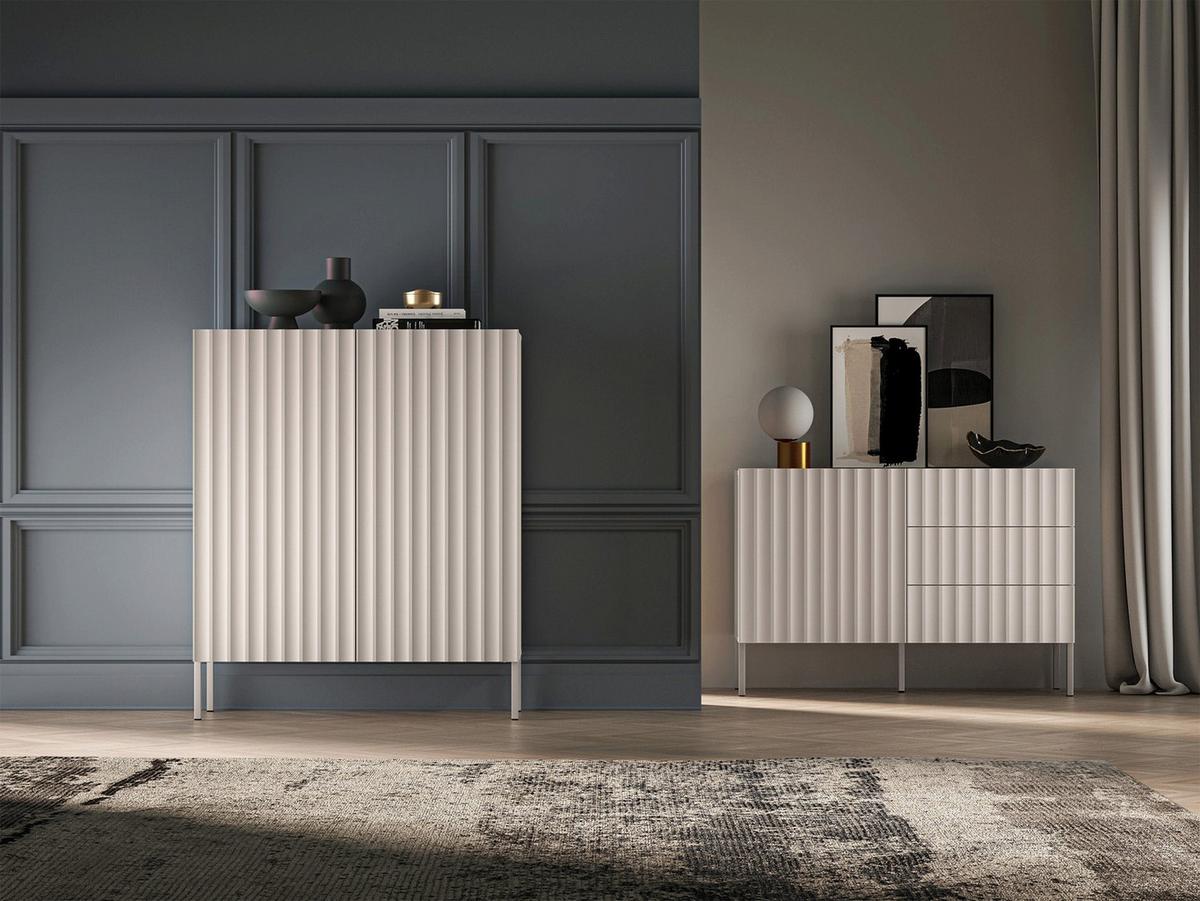 HIGHBOARD Derriva Hellbeige 100 cm - Ecru/Beige, Holzwerkstoff/Metall (100/120/37cm) - Selsey
